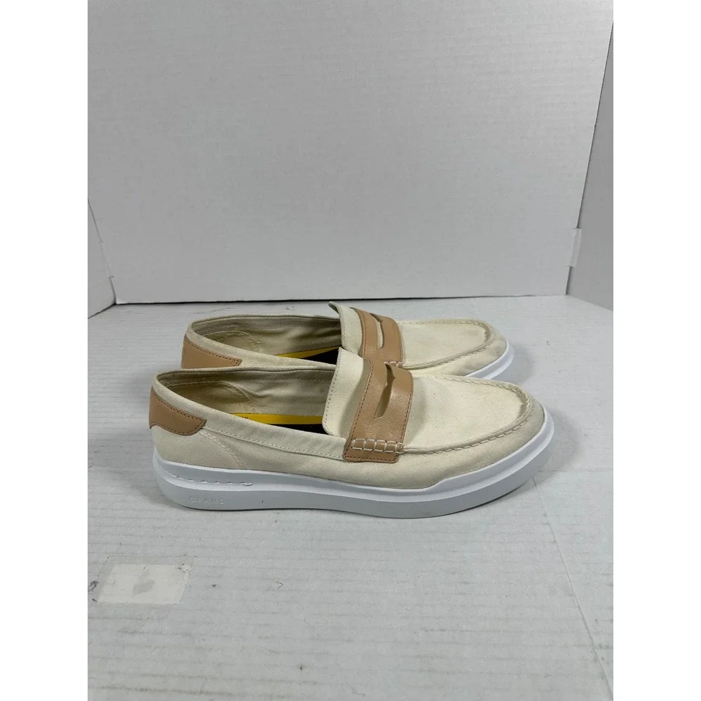 Cole Haan GrandPro Rally Canvas Penny Loafers Mens 12W Cream Tan C34724 Slip On